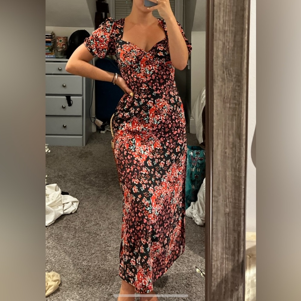 TopShop floral patterned cap sleeve dress